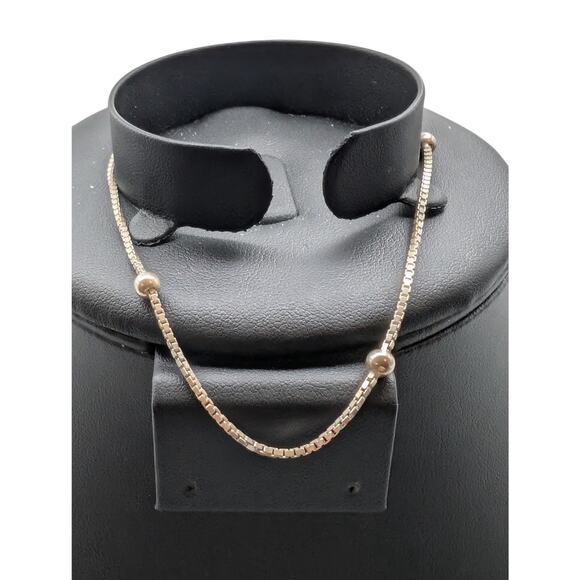 VTG 925 Sterling Box Chain Bead Ball Station 20" Necklace & 9" Bracelet Set - Picture 4 of 8